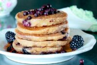 Fluffy Stack of Authentic American Blueberry Pancakes: A Delightful Recipe