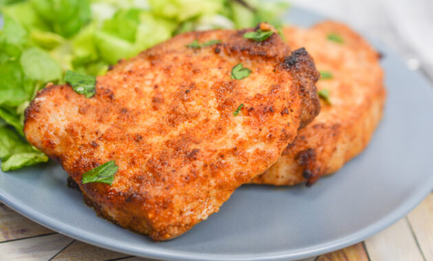 Air fryer pork chops (keto & gluten free) around my family table