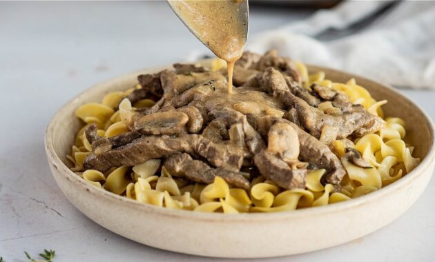 Meaty, creamy, almost fancy beef stroganoff recipe