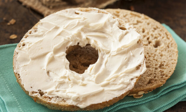 Bagel with cream cheese and jelly