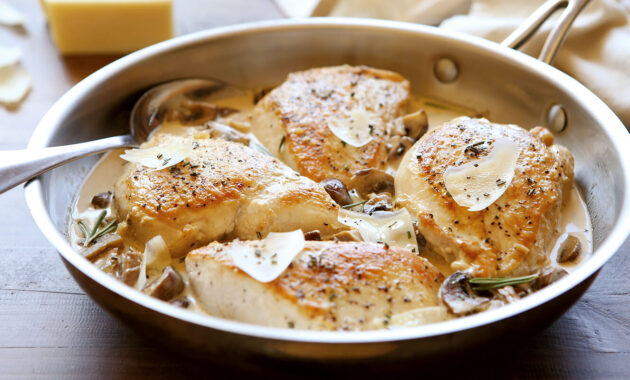 Asiago Cheese Chicken and Mushroom Skillet Recipe Wisconsin Cheese