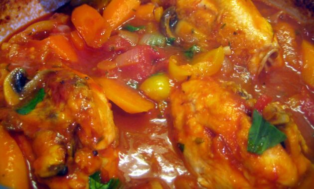Serena's medium rare chicken cacciatore