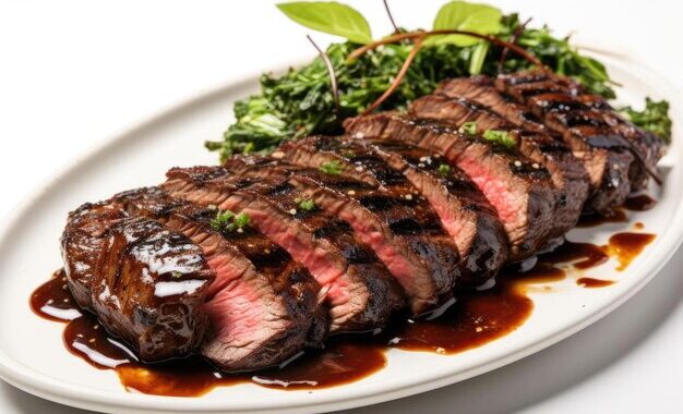 cooked-wagyu-steak-sliced-topped-with-flavorful-balsamic-glaze-with-isolated-white-background_741910-34992