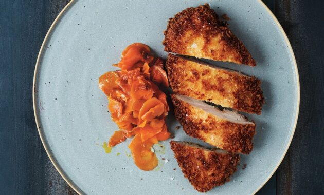 Tonkatsu chicken with caramelised carrots Recipes
