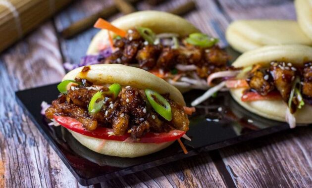 Find a recipe for Sticky Crispy Chicken Bao Buns on Trivet Recipes A