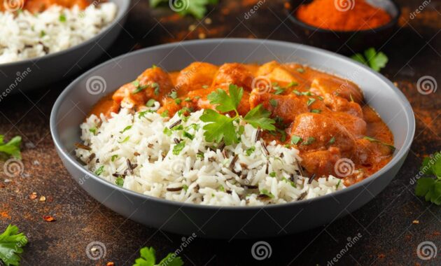chicken-paprikash-basmati-wild-rice-juicy-paprika-sauce-parsley-chicken-paprikash-basmati-wild-rice-juicy-219414155