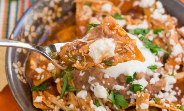Red Chicken Chilaquiles Recipe Chilaquiles recipe, Easy chilaquiles