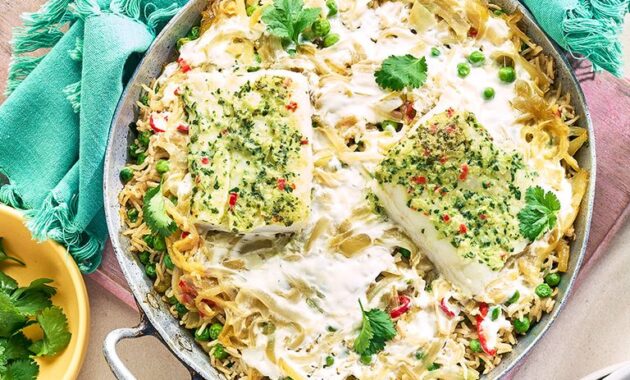 Gumbo Fragrant Biryani With Coriander Cod