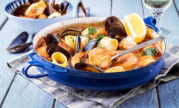 Bouillabaisse is a traditional Marseille seafood soup.