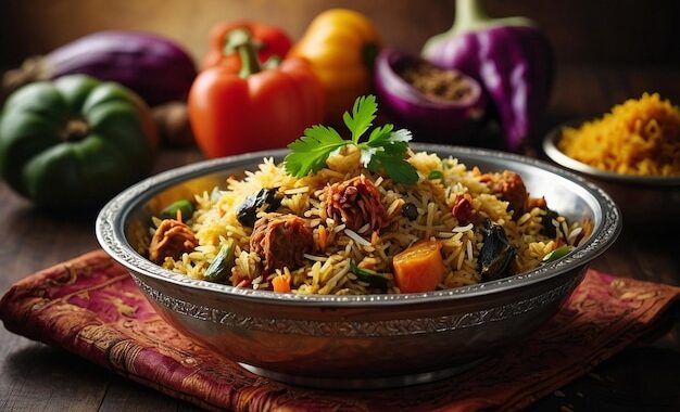 Premium Photo Fragrant Veg Biryani with Aromatic Spices
