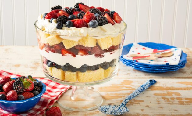 Red, White, and Blue Trifle Recipe Trifle with Pound Cake Dessert