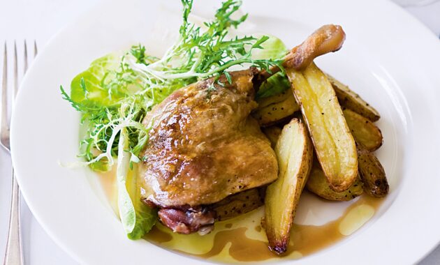 Confit is a traditional French method of preserving duck. In this